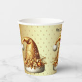 金ゴールドサンタハットホリデー紙カップ 紙コップ (正面)