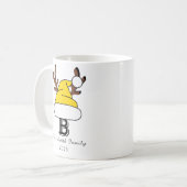 金ゴールドサンタハットモノグラムファミリークリスマス コーヒーマグカップ (正面左)