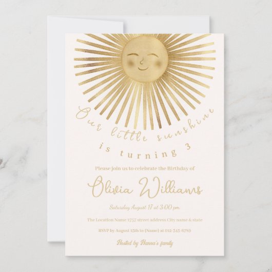 金ゴールドサンハッピーサンシャイン 招待状 (正面)