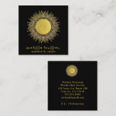 金ゴールドサンフェイクフォイルマンダラブラックジュエリー スクエア名刺 (正面/裏面)