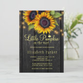 金ゴールドサンフラワーカントリー木赤ちゃんシャワー 招待状 (スタンド正面)