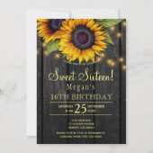 金ゴールドサンフラワーカントリー納屋ウッドsweet sixteen 招待状 (正面)