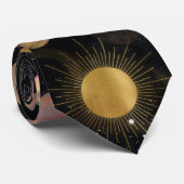 金ゴールドサンムーンプラデッツ宇宙イラストレーション ネクタイ (ロール)