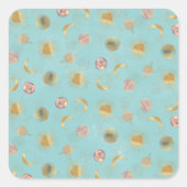 金ゴールドサンムーンプラデッツ宇宙ブルーイラストレーション スクエアシール (正面)