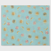 金ゴールドサンムーンプラデッツ宇宙ブルーイラストレーション ラッピングペーパー (フラット)