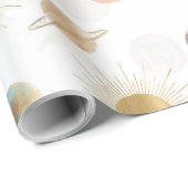 金ゴールドサンムーンプラデッツ宇宙ホワイトイラストレーション ラッピングペーパー (ロールコーナー)