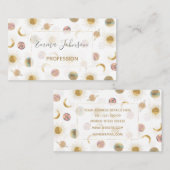 金ゴールドサンムーンプラデッツ宇宙ホワイトイラストレーション 名刺 (正面/裏面)