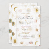 金ゴールドサンムーンプラデッツ宇宙ホワイトイラストレーション 招待状 (正面/裏面)