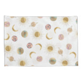 金ゴールドサンムーンプラデッツ宇宙ホワイトイラストレーション 枕カバー (裏面-右)