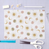 金ゴールドサンムーンプラデッツ宇宙ホワイトイラストレーション 薄葉紙 (クラフト)