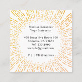 金ゴールドサンレイズロータスポーズヨガインストラクター スクエア名刺 (裏面)