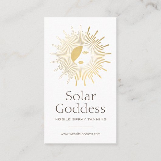 金ゴールドサン女神ガールスプレータニングサロンロゴI 名刺 (正面)