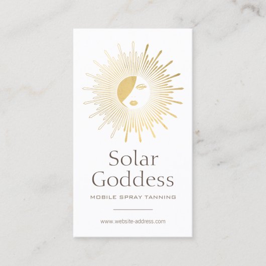 金ゴールドサン女神ガールスプレータニングサロンロゴI 名刺 (正面)