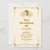 金ゴールドサン&ムーンタロットカー結婚ド 招待状 (正面)