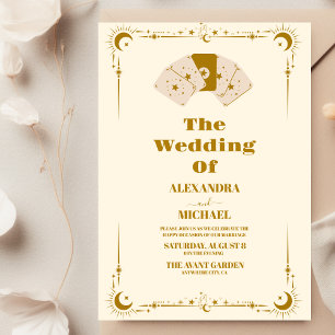 金ゴールドサン&ムーンタロットカー結婚ド 招待状