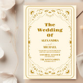 金ゴールドサン&ムーンタロットカー結婚ド 招待状