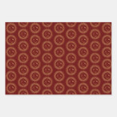 金ゴールドサン&ムーン顔天星模様トリオ ラッピングペーパーシート (正面3)