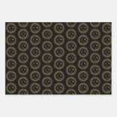 金ゴールドサン&ムーン顔天星模様トリオ ラッピングペーパーシート (正面2)