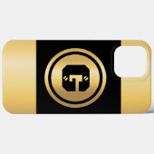 金ゴールドサークルカスタムイニシャルモノグラムブラック金ゴールド Case-Mate iPhoneケース (裏面 (横))
