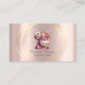 金ゴールドサークルグリッターレッドミキサーフラワーズバラ金ゴールド 名刺 (正面)