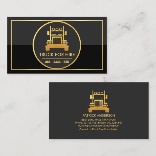 金ゴールドサークルグレーブラックロジスティック層 名刺 (正面/裏面)