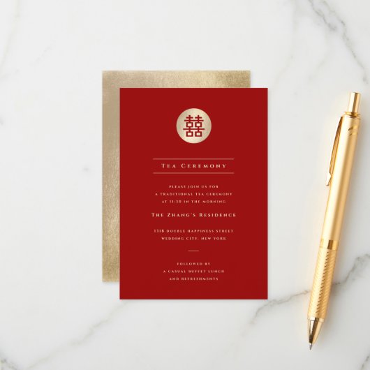 金ゴールドサークルダブルハピネスシ中国のック結婚ズ エンクロージャーカード (正面/裏面インサイチュ)