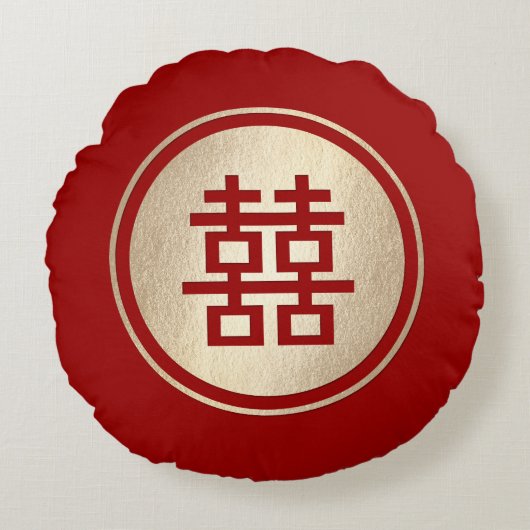 金ゴールドサークルダブルハピネスシ中国のック結婚ズ ラウンドクッション (正面)