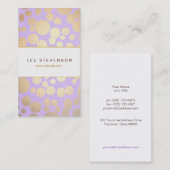 金ゴールドサークルパターンラベンダー美しいサロン 名刺 (正面/裏面)