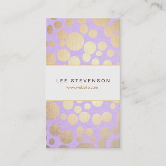 金ゴールドサークルパターンラベンダー美しいサロン 名刺 (正面)