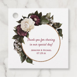 金ゴールドサークルブルゴーニュと赤面ピンクフローラリース フェイバータグ