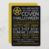 金ゴールドサークルペンタグラム、ウィッチハローウィンパーティ 招待状 (正面/裏面)