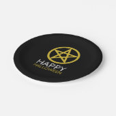 金ゴールドサークルペンタグラム、ハッピーハローウィン ペーパープレート (アングル)