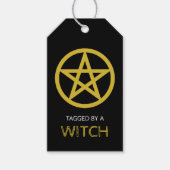金ゴールドサークルペンタグラム、ハロウィーン ギフトタグ (正面)