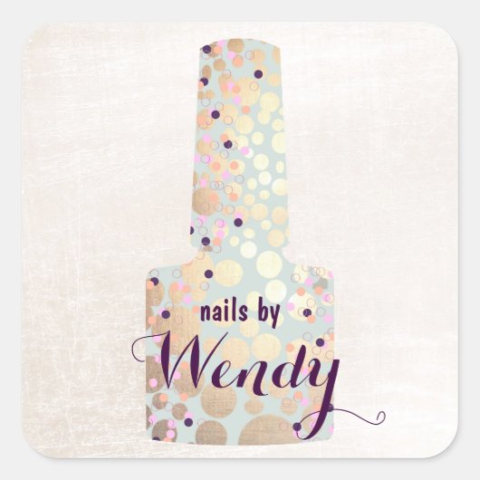 金ゴールドサークルボトルネイルサロンマニキュリスト スクエアシール (正面)