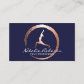 金ゴールドサークルヨガウォリアーポーズウェルネススパネイビー 名刺 (正面)
