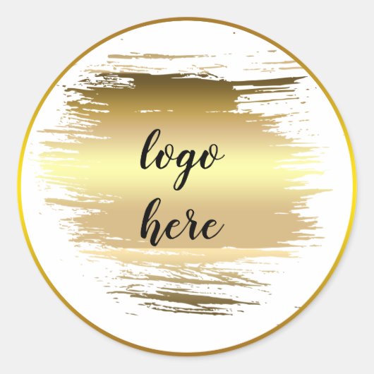 金ゴールドサークルリングや輪（ばちゃばちゃ）跳ねるグリッターカスタムロゴ ラウンドシール (正面)