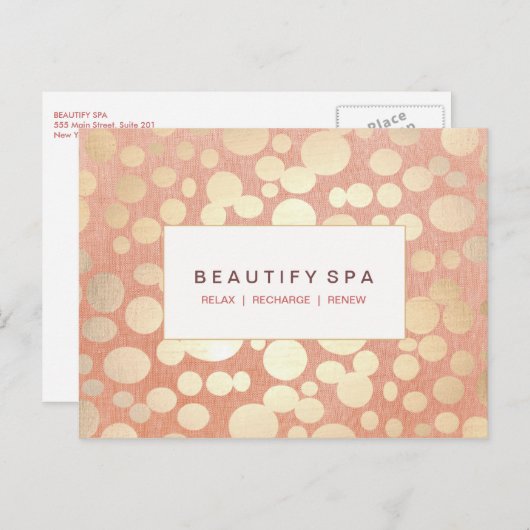 金ゴールドサークル模様ピンクサンゴ ポストカード (正面/裏面)