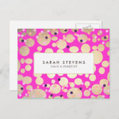 金ゴールドサークル紙吹雪美しいサロンホットピンク ポストカード (正面/裏面)