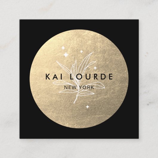 金ゴールドサークル葉プラントとスターズスクエア スクエア名刺 (正面)