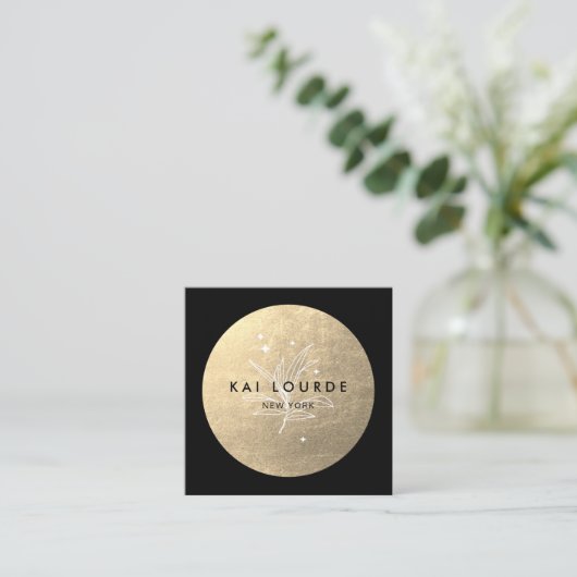 金ゴールドサークル葉プラントとスターズスクエア スクエア名刺 (スタンド正面)