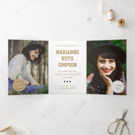 金ゴールドサークル5写真の卒業 三つ折り招待状