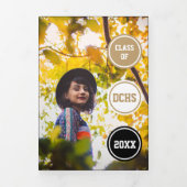 金ゴールドサークル5写真の卒業 三つ折り招待状 (カバー)