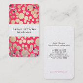 金ゴールドサークル&カラフル紙吹雪美しいサロンピンク 名刺 (正面/裏面)