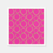 金ゴールドサークル&ホットピンクブライトはっきりしたモダントレンディー スタンダードカクテルナプキン (正面)