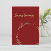 金ゴールドサークル&暖かい赤の家族の写真クリスマスカード 招待状 (スタンド正面)