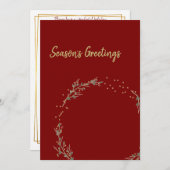 金ゴールドサークル&暖かい赤の家族の写真クリスマスカード 招待状 (正面/裏面)