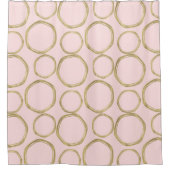 金ゴールドサークル&赤面ピンクモダントレンディー シャワーカーテン (正面)