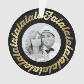 金ゴールドサークルFalalalalalaスクリプトはっきりしたフォトクリスマス オーナメント (正面)