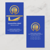 金ゴールドサービングディッシュカトラリーブライトブルーバトラー 名刺 (正面/裏面)