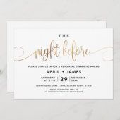 金ゴールドザナイトリハーサルディナー招待状 招待状 (正面/裏面)